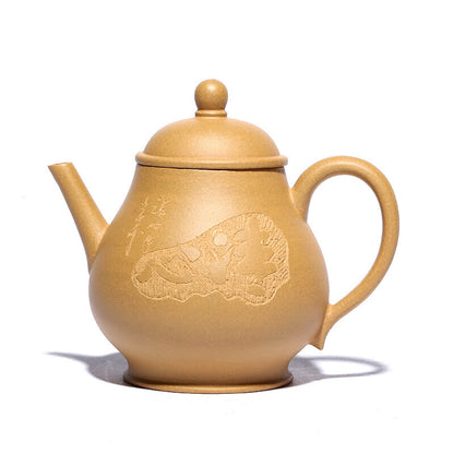 4.6" China Yixing Zisha Pottery Gold Section Clay Hand-made 220ML Teapot 清心思婷