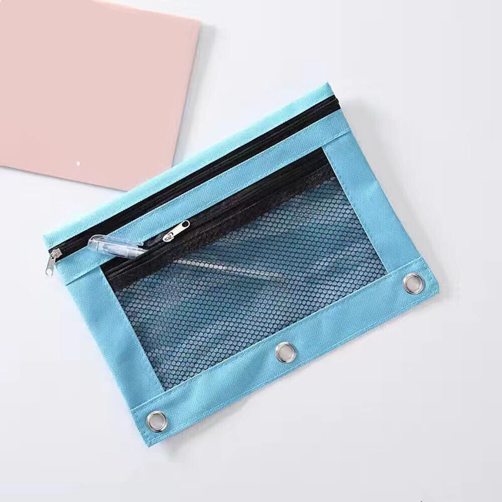 Mesh Pencil Pen Case Zipper Travel Pouch Cosmetic Bag Storage Stationery ಇ