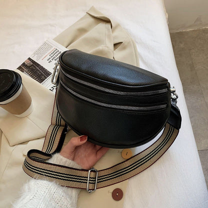 Wide Strap Messenger Bag Soft Leather Crossbody Large Sling Shoulder Purse 1 PC
