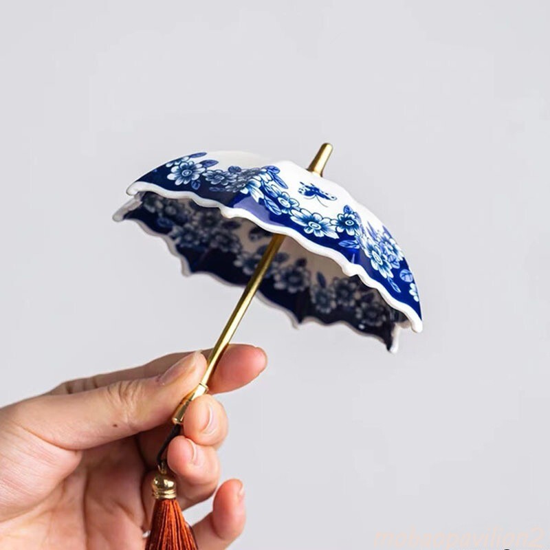 New Blue and White Umbrella Tea Strainer Screen Tea Ceremony Table Decor