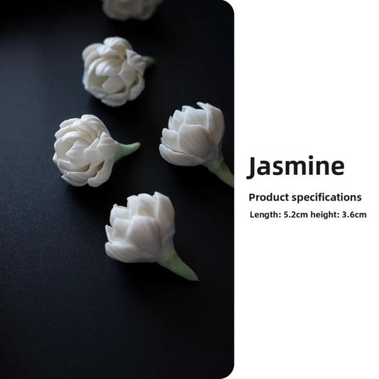 5.2cm Ceramic Handmade Pinch Jasmine Flower Tea Pet Incense Holder Ornament