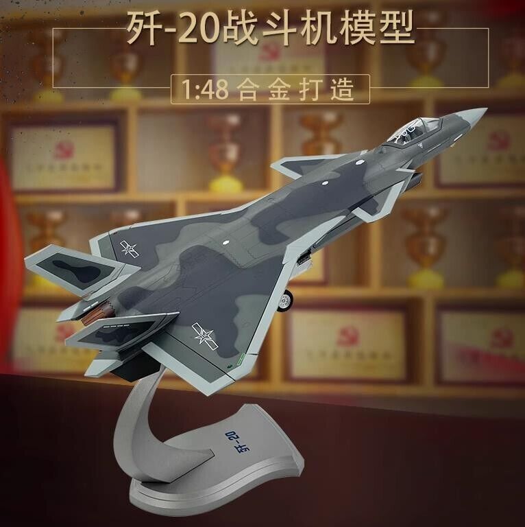 1:48 44CM J-20 Stealth Fighter Diecast Airplane Military Aircraft Plane Model