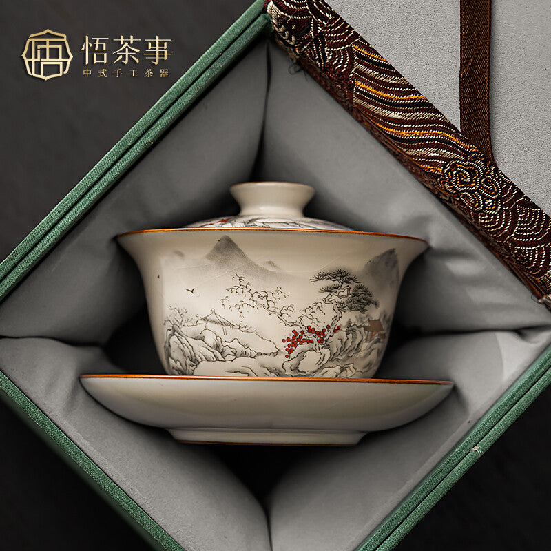 Ru Kiln Cover Bowl Tea Cup Set Single Kung Fu Tea Bowl Fair Cup Tea Set