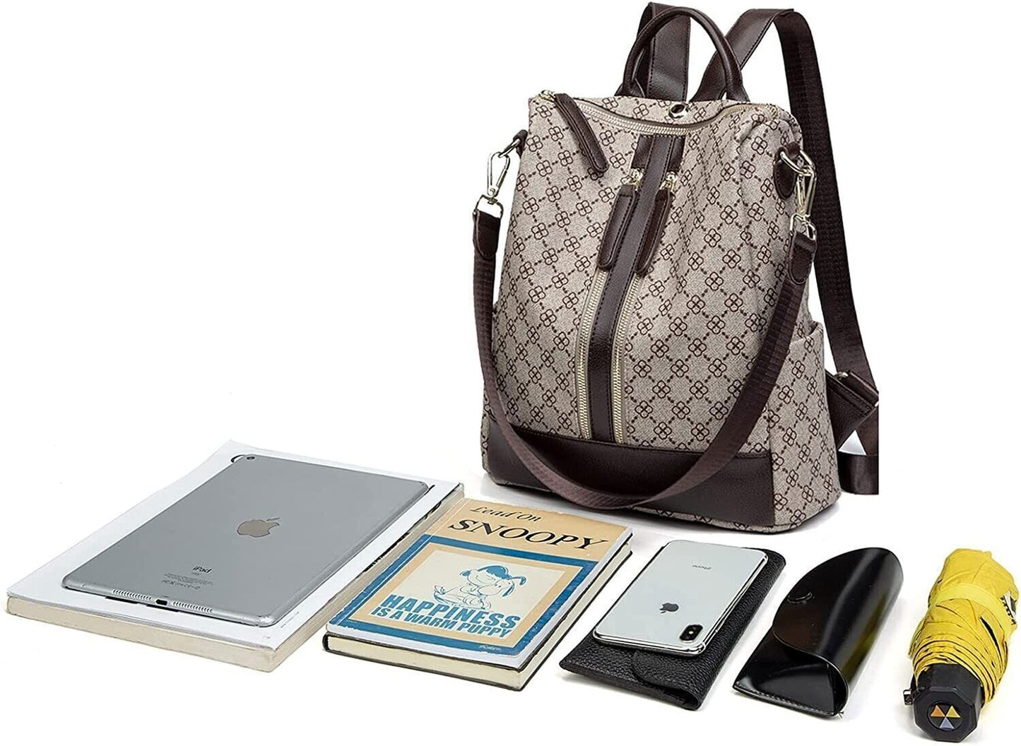 Refutuna Backpack Purse for Women - Fashion Brown PU Leather Designer Handbags -