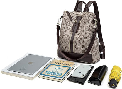 Refutuna Backpack Purse for Women - Fashion Brown PU Leather Designer Handbags -
