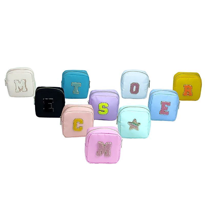 Mini Embroidery Patch Toiletry Pouch Waterproof Storage Nylon Travel Makeup Bag