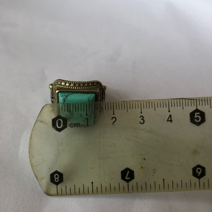 Rare China Antique Collection Old Ring Inlay Turquoise Gemstone Woman Gift