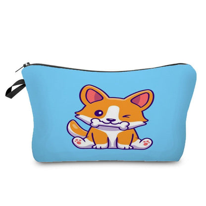 Cute Printed Cosmetic Bags Travel Storage Pouch Reusable Makeup Purse Polyester