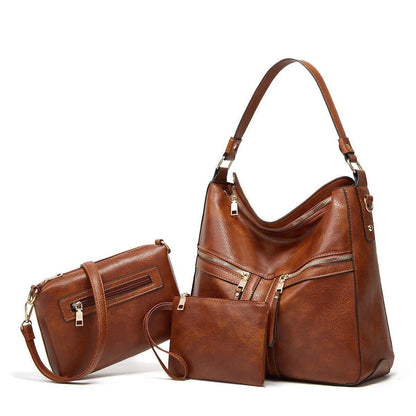 Women's Black Tote Bag New Fashion Simple Shoulder Bag Hand Messenger Bag