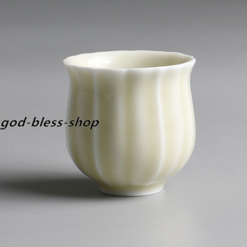 One Tea Cup Petal Design Longquan Celadon Porcelain Cup Ceramic Solid Color 80ml