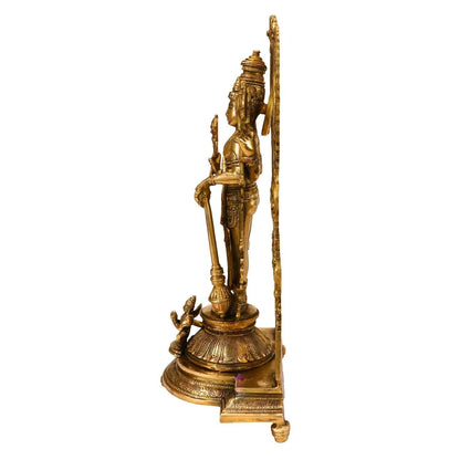 Hindu God Brass Lord Bhagwan Vishnu Narayann Idol Holding Club Figurine Statue