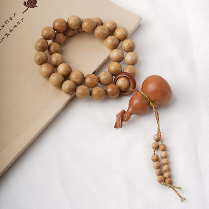 10mm Natural Agarwood Bracelet Double Wrap With Fu Gourd Pendant