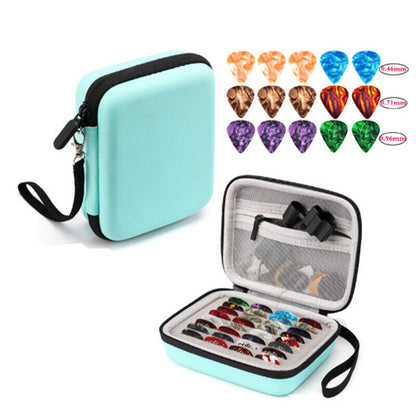 16pcs Guitar Pick Holder Case Box W/ Pick Capo Tuner Strings Storage Pouch Bag
