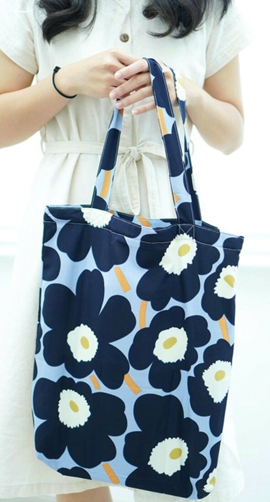 Fashion Colorful Marimekko Fabric Unikko Poppy Tote Bag, Shopping Bag For Her