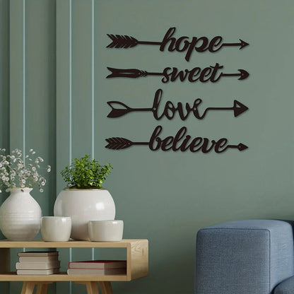 1pc Cutout Sculpture Arrow Sign Rustic Wall Art Decoration Word Sign Decor