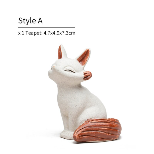 Zisha Clay Teapet White Nine-tailed Fox Tea Animal Tea Accessories