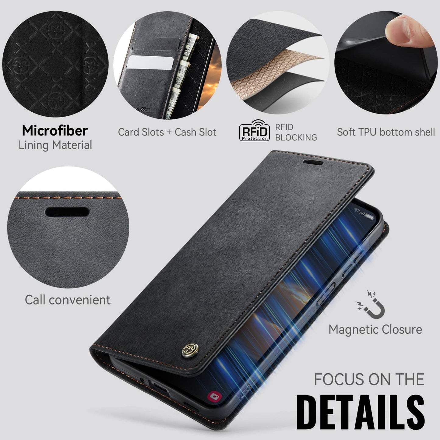 For Samsung Galaxy A27 Wallet Case RFID Card Holder Slim Leather Kickstand Cover