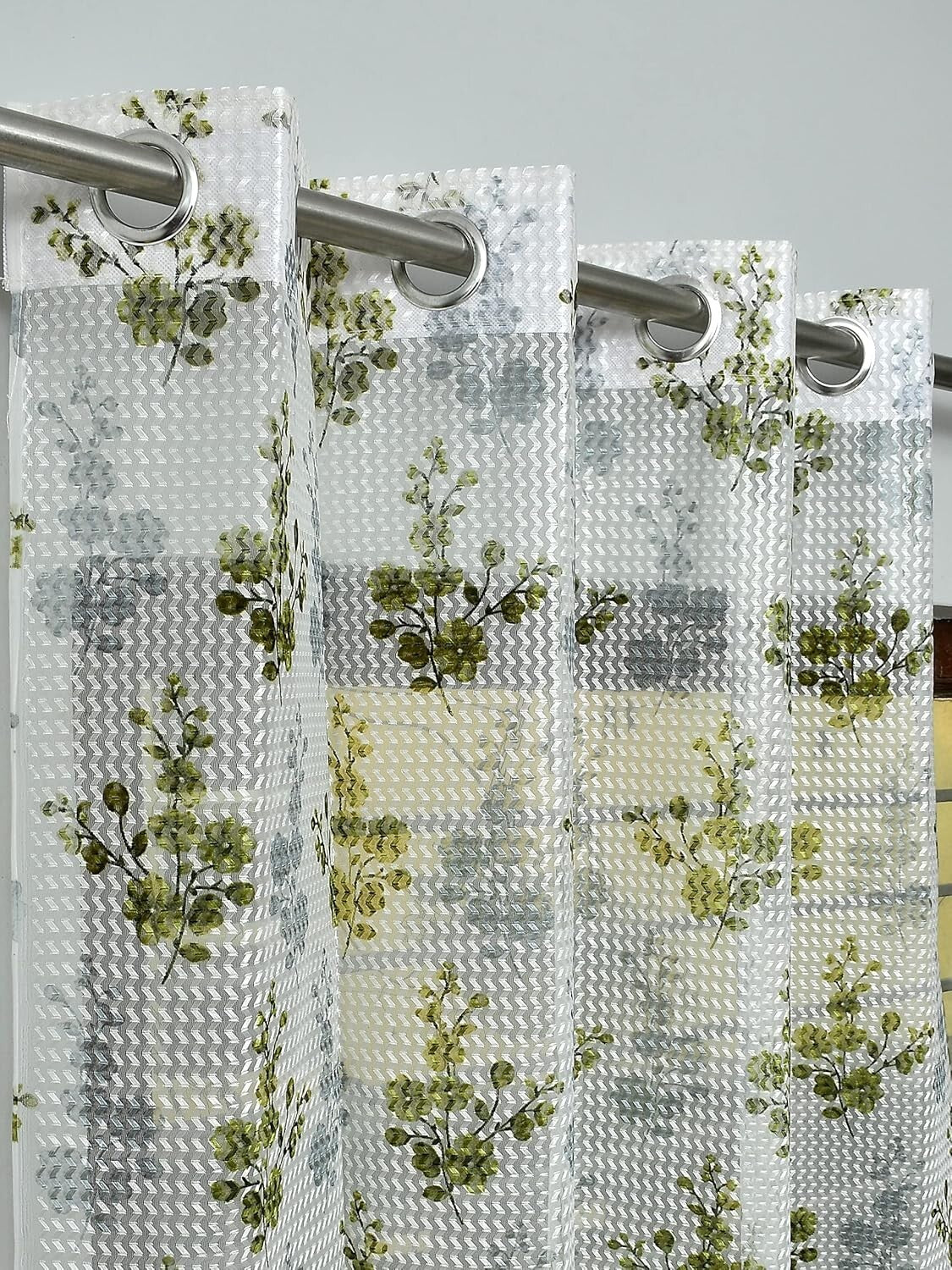 New 4 Pieces Eyelet Window Curtain Set 5 Feet Green