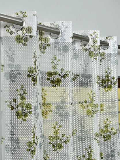 New 4 Pieces Eyelet Window Curtain Set 5 Feet Green