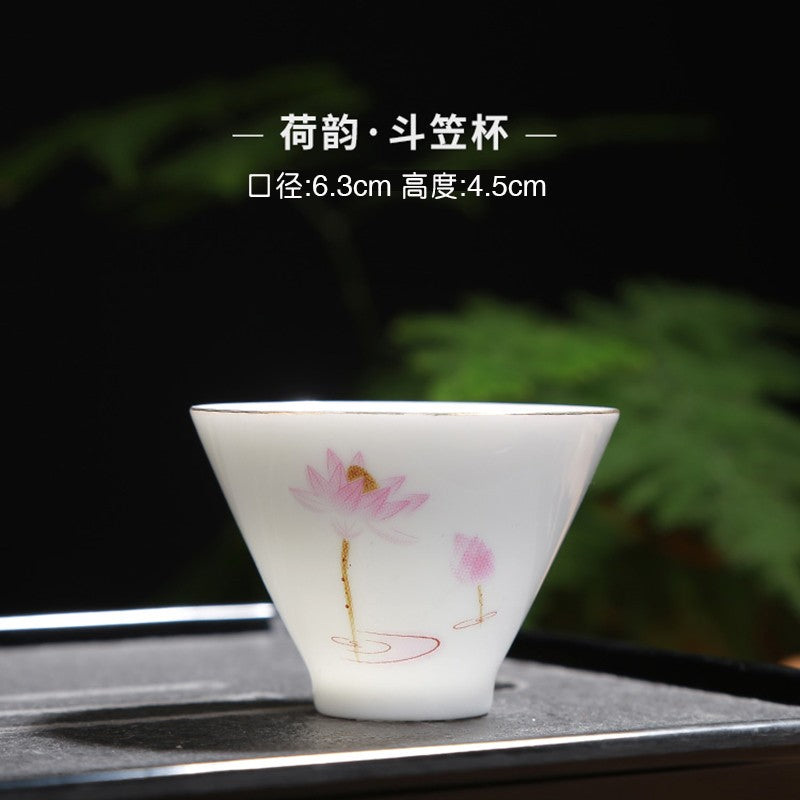1pc White Porcelain Teacup Ceramic Tea Cup Master Cup Single Cup
