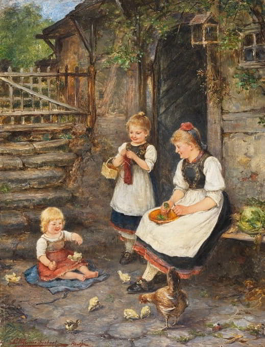 high quality oil painting handpainted on canvas "three girls"