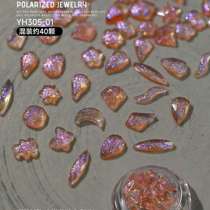 Nail Art Decals 20-100Pcs 3D Heart Charms Clear Acrylic DIY Manicure Accessories