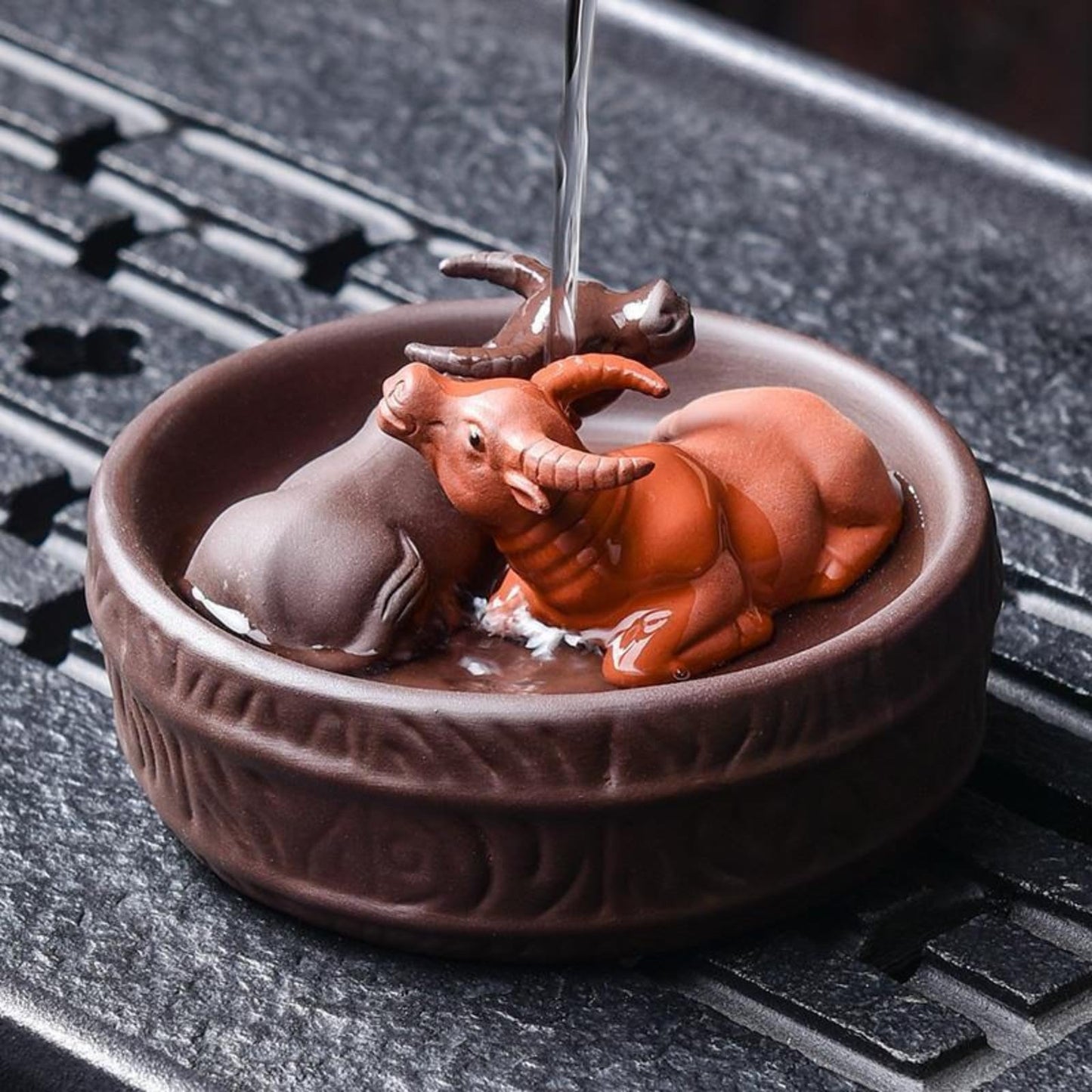 Purple Sands Zodiac Cow Tea Pet Ornament 9cm 3.5in Tea Play Tea Ceremony