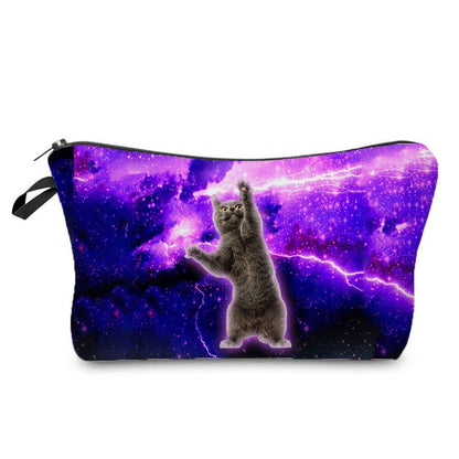 Makeup Bag Travel Storage Purse Mini Toiletry Bags Black Cat Print Cosmetic Case