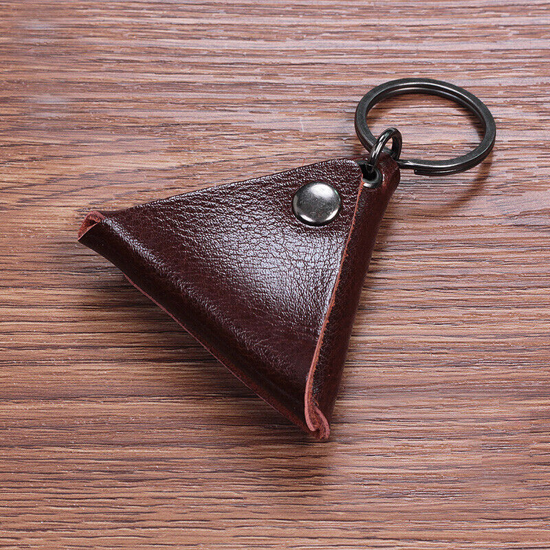 Triangle Leather Guitar Picks Bag Keychain Storage Case for Guitar Ukulele Pick