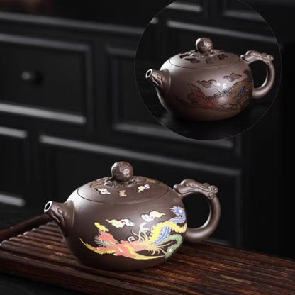Retro Color Changing Purple Clay Teapot Household Xishi Pot Kung Fu Tea Set
