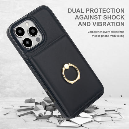 Wallet Case for iPhone 16e 15 14 13 12 11 Pro Max SE 2022 XR with Rotation Ring