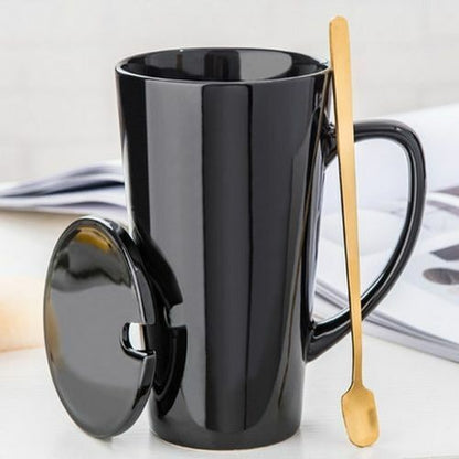 500ml Couple Cup 15x8.5cm Ceramic Coffee Mugs With Spoon & Cover Drinkware Gifts