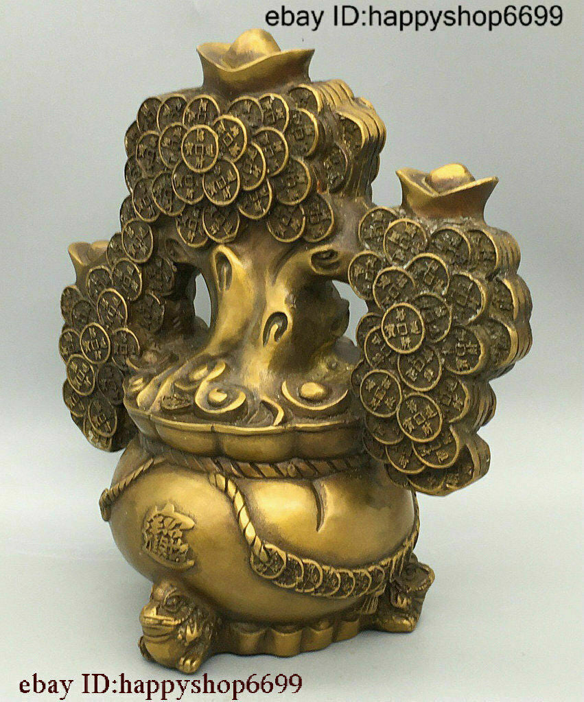 Collect China Bronze Fengshui Yuanbao Money Tree Shake Money Tree Wealth Statue