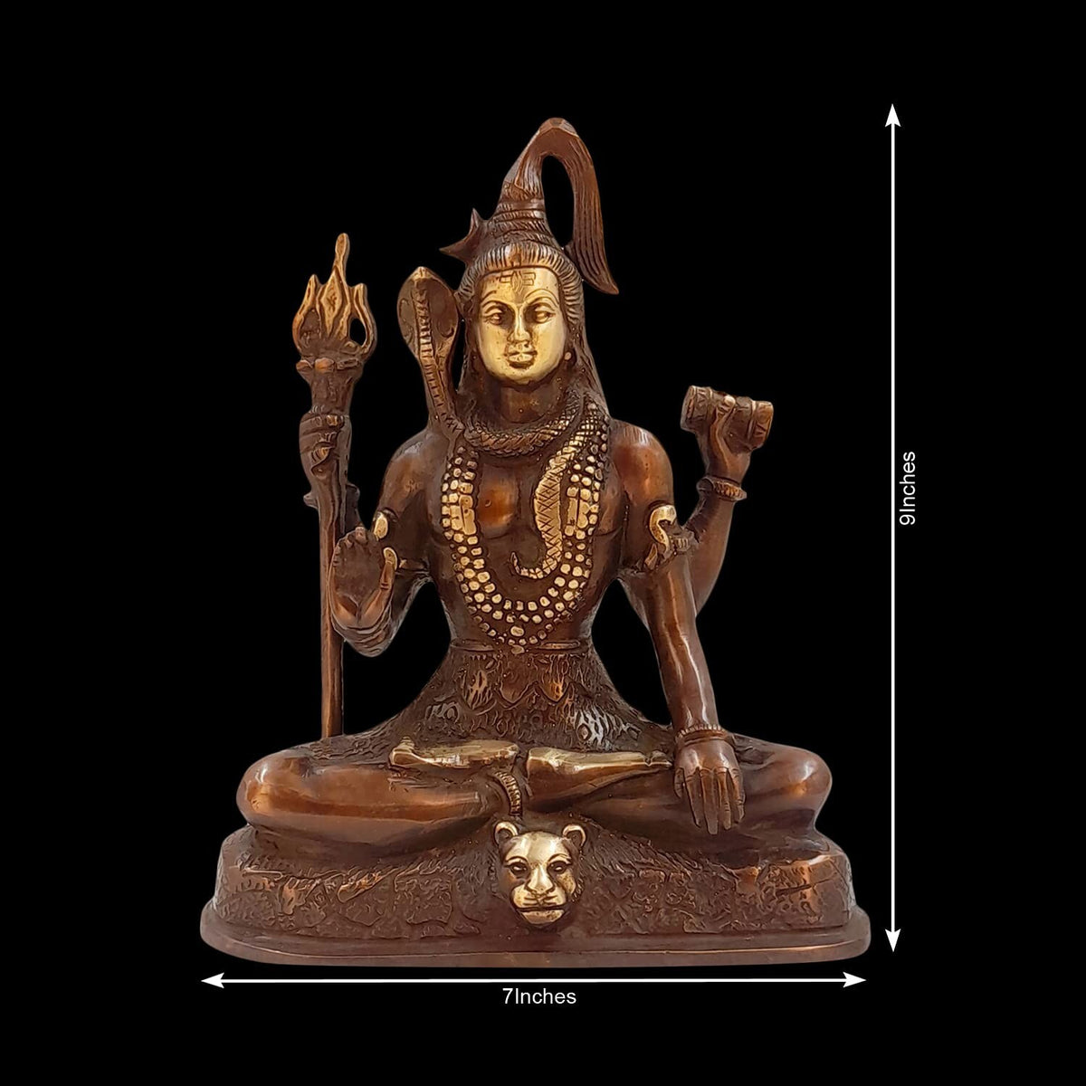 Hindu God Lord Brass Shiva Shiv Sitting with Trishul Idol Statute Figurine