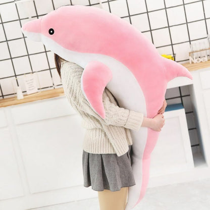 Large Plush Dolphin Stuffed Toys 30~120cm Sea Animal Soft Baby Sleeping Pillows