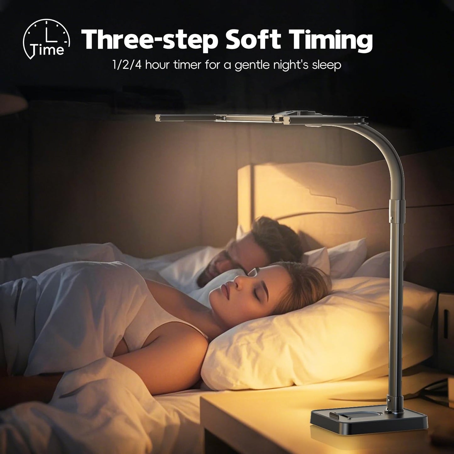 LED Desk Lamp for Home Office - 24W Bright Double Head Desk Light with Clamp Eye