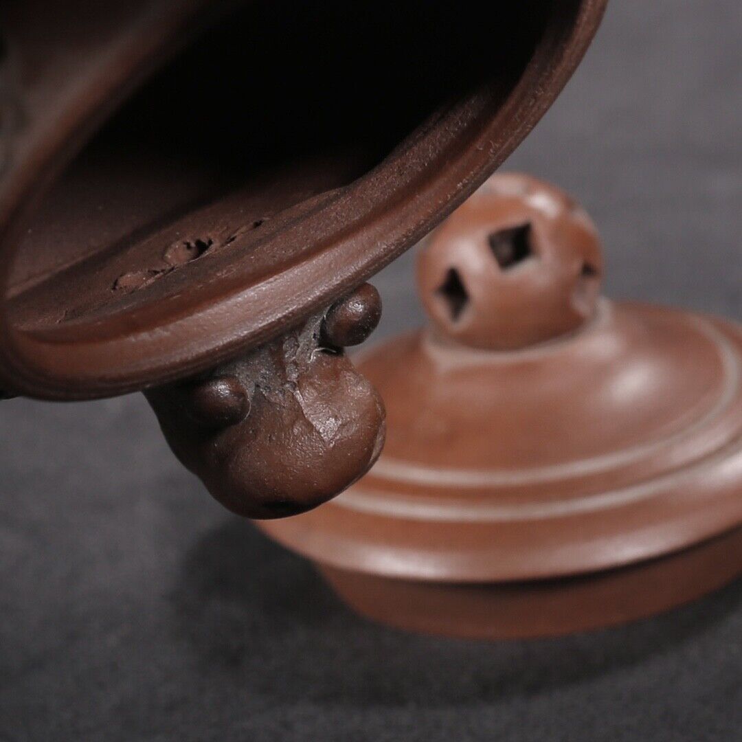 Vintage Chinese Yixing Purple Clay Teapot Zisha Ceramic Carving Dragon Tea Set