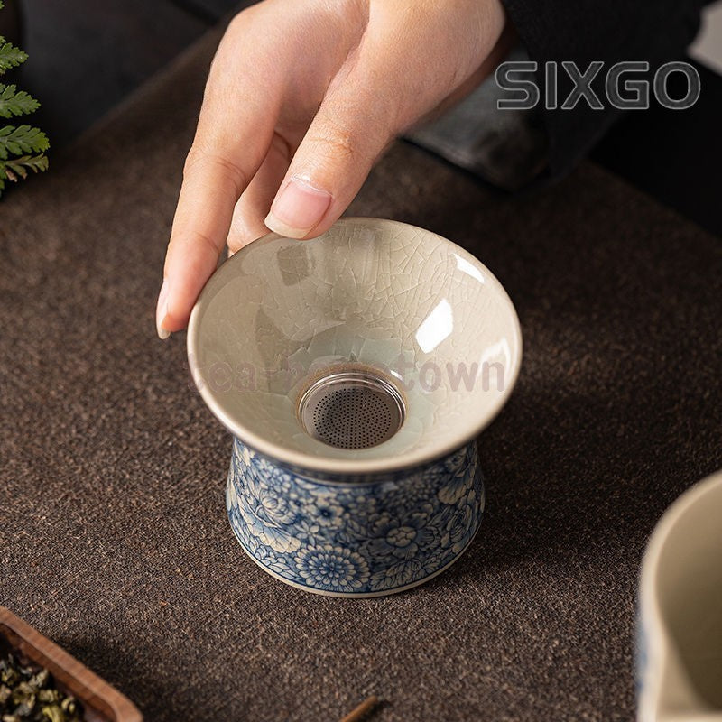 Ru Kiln Fair Filter Tea Filter Blue and White Tea Strainer Ceramic Tea Set