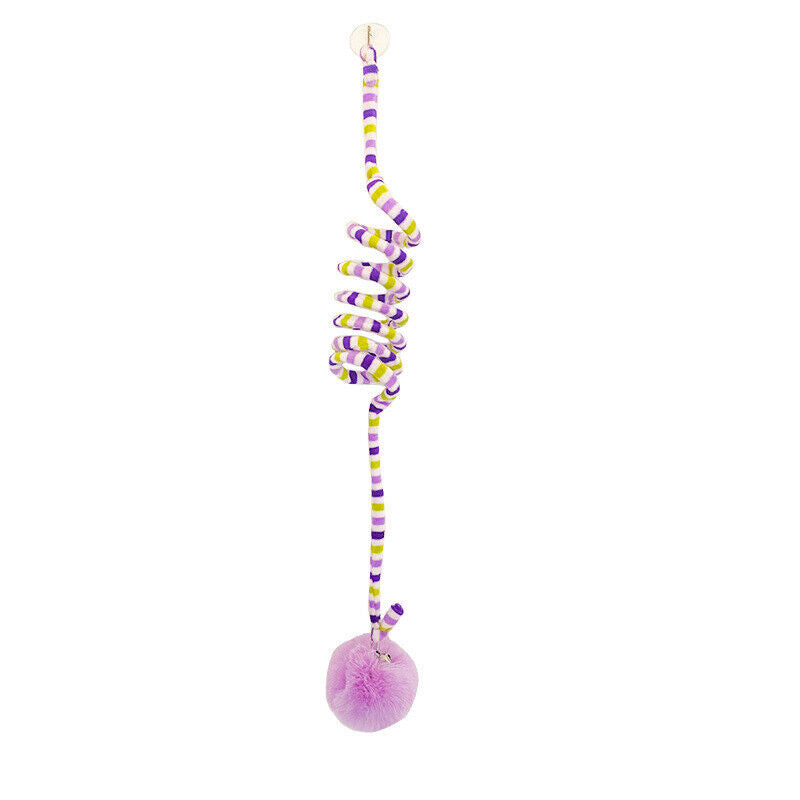 Spring Cat Toy Automatic Play Hanging Cat Toys Playing Suction Cup Bell Ball NEW