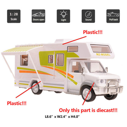 1:28 Luxury Motorhome Camper RV Model Car Diecast Toy Cars Toys for Boys Kids