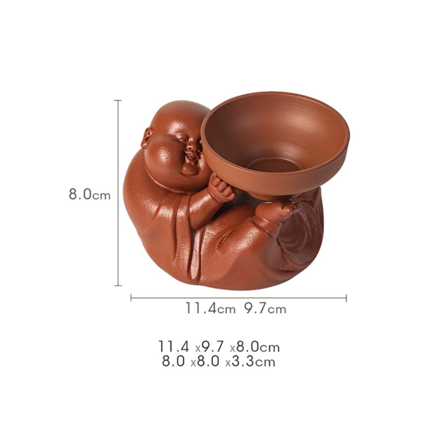 Big Belly Buddha Purple Sands Tea Pet with Tea Strainer 11.4cm Tea Set Accessory