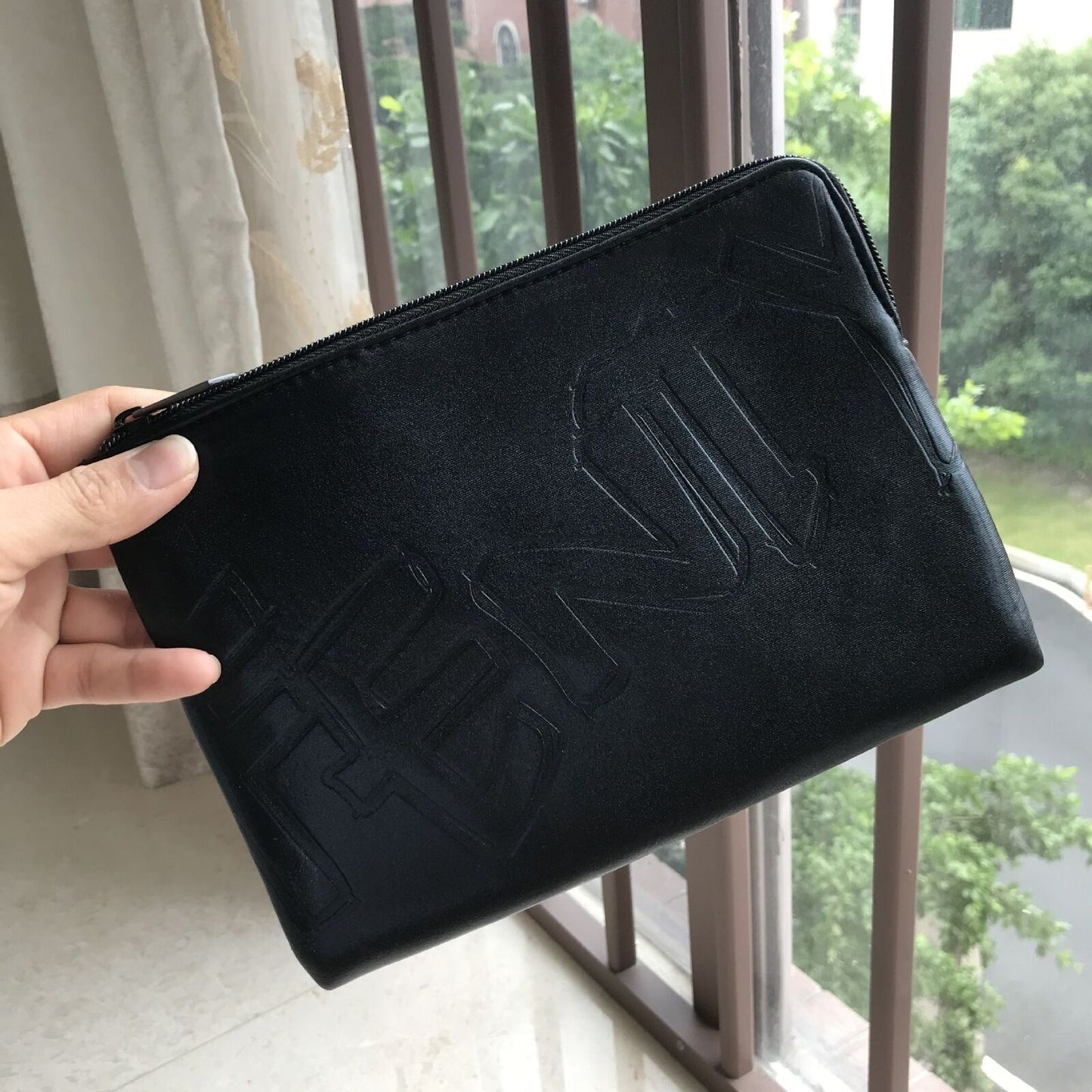 Makeup Cosmetic Bag Neoprene Purses 23.5*17 CM Black Storage Traveling Clutch