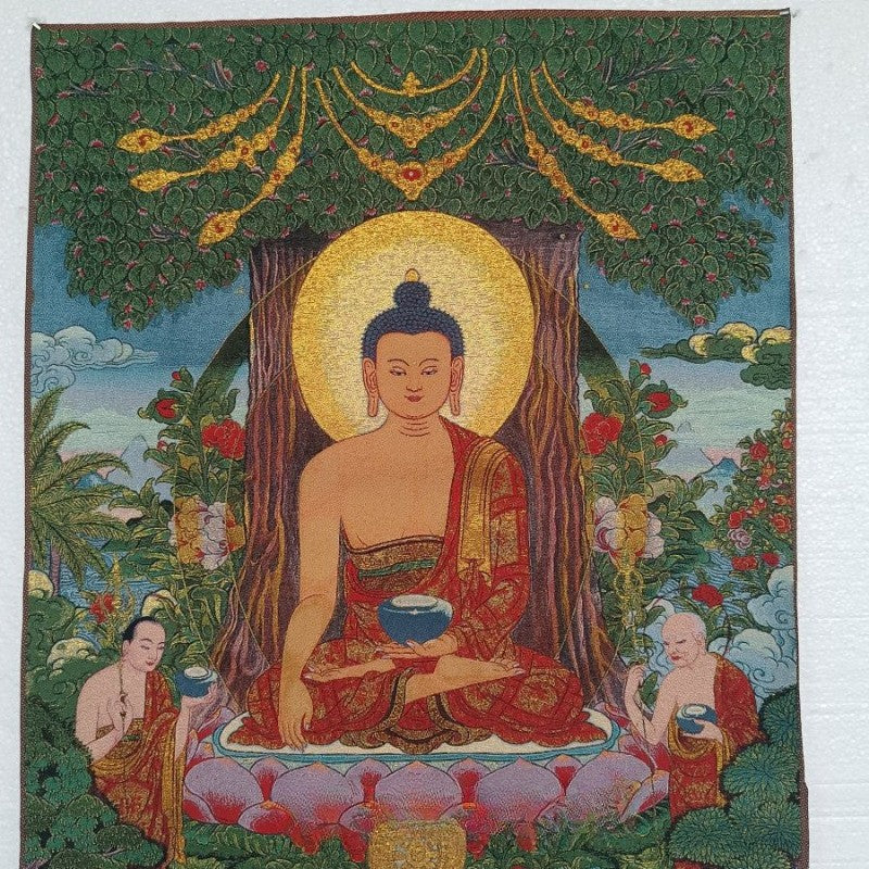 90cm New Handmade Embroidery Shakya Muni Statue Thangka Painting Ornament