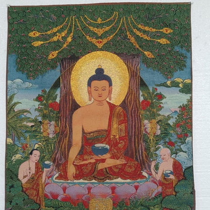 90cm New Handmade Embroidery Shakya Muni Statue Thangka Painting Ornament