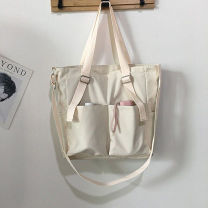 Waterproof Large Capacity Canvas Girl Shoulder Hand Bucket Bag Basket Crossbody