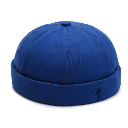 Men Retro Brimless Hat Skull cap Sailor Cap Beanie Rolled Cuff Adjustable