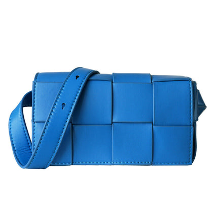 Mini Woven Real Leather Belt Bag Crossbody Sling Fanny Waist Pack Chain Clutch