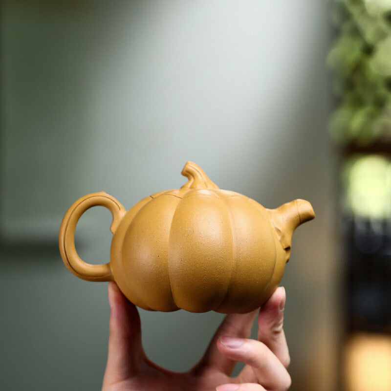 Handmade Tea Pot Pumpkin Shape 9 Infuser Holes Real Yixing Zisha Duan Clay Pot
