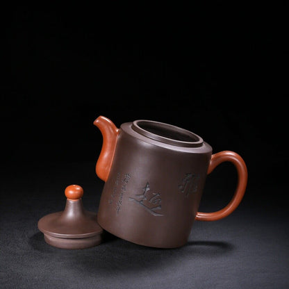 Chinese Yixing Zisha Clay Handmade Exquisite Teapot （鸿运当头 底款：曼希陶艺）