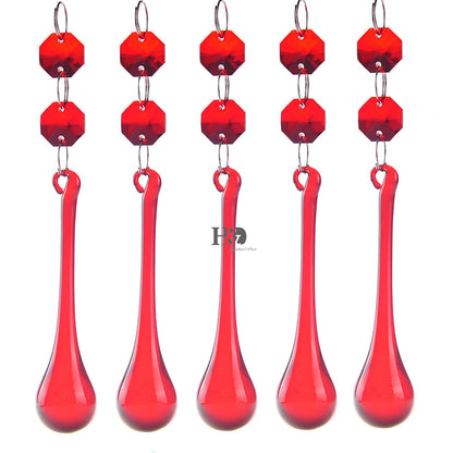 Crystal Glass Hanging Raindrops Lighting Ornament Chandelier Prism Part 5.3*0.8"